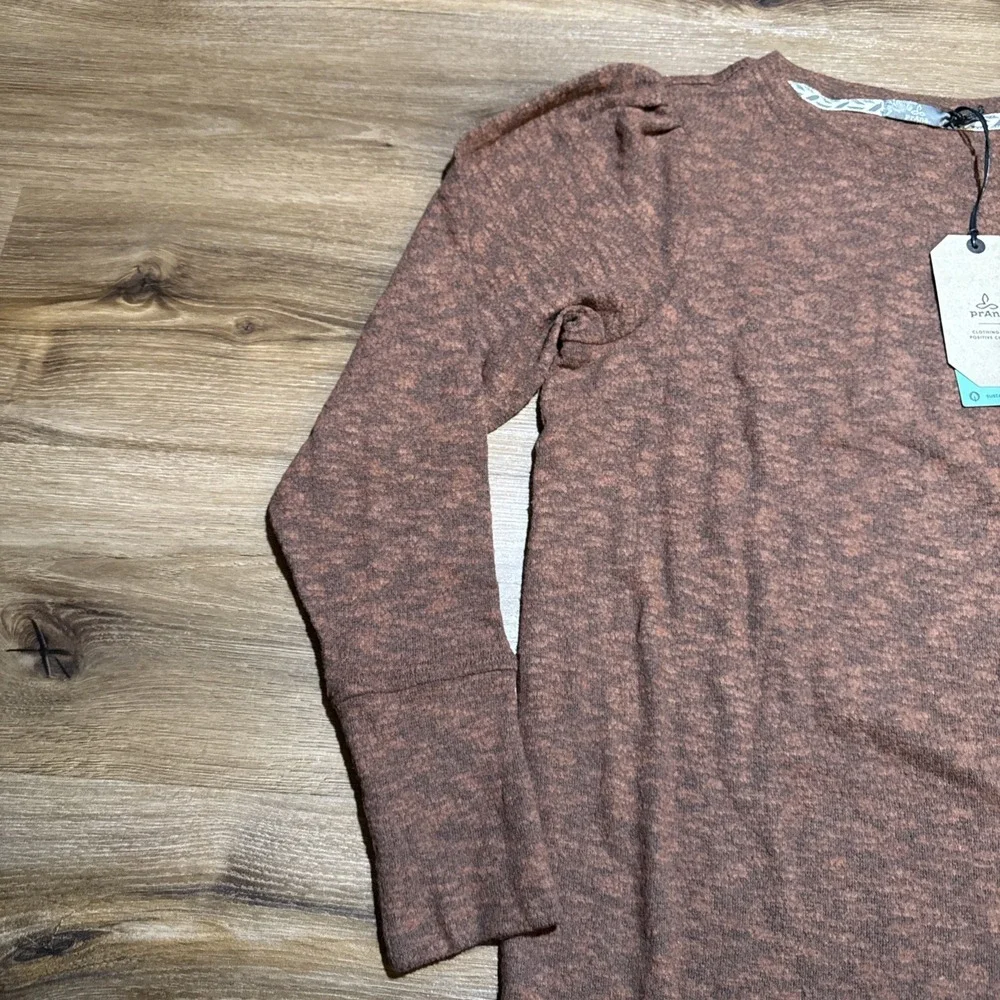 NWT Prana Womens Size XS Rust Sundried Zada Long Sleeve Sweater Dress Soft Brown - Picture 2 of 13